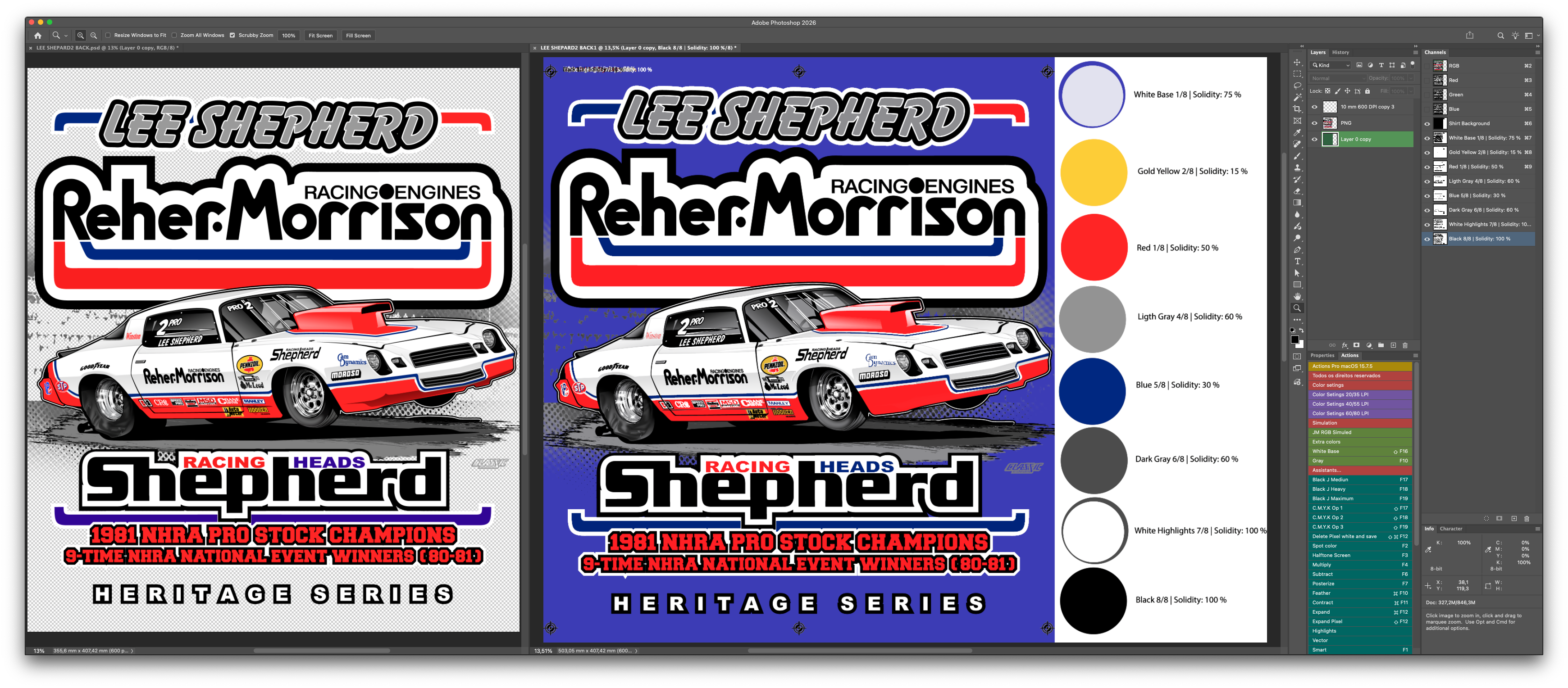 Photoshop comparison of original artwork and a Simulated Process separation with print colors